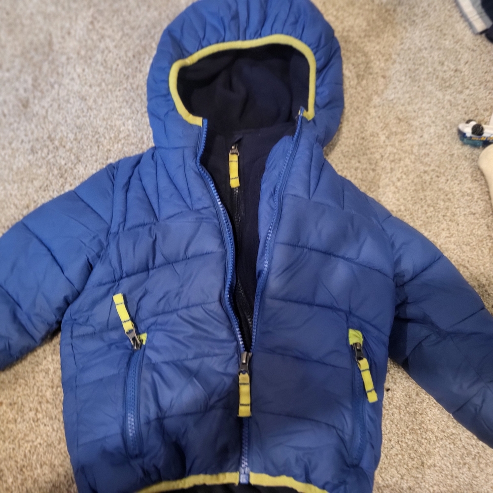 Snozu Blue Puffer Jacket with Yellow Trim SNOZU, 2T, + FLEECE
